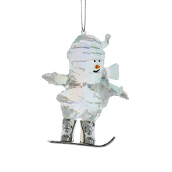 Acrylic Snowman on Snowboard Ornament< New