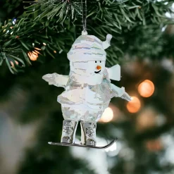 Acrylic Snowman on Snowboard Ornament< New