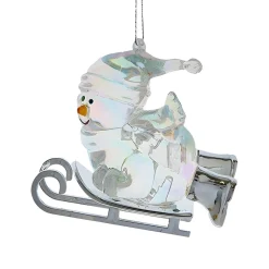 Acrylic Snowman Sled Ornament<Kurt Adler Online