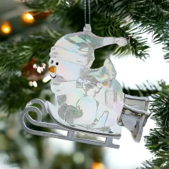 Acrylic Snowman Sled Ornament<Kurt Adler Online