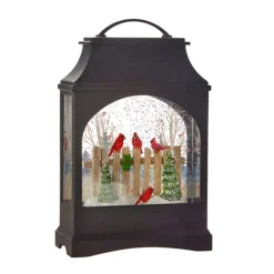 11" Birds On Fence Lighted Water Lantern< Hot