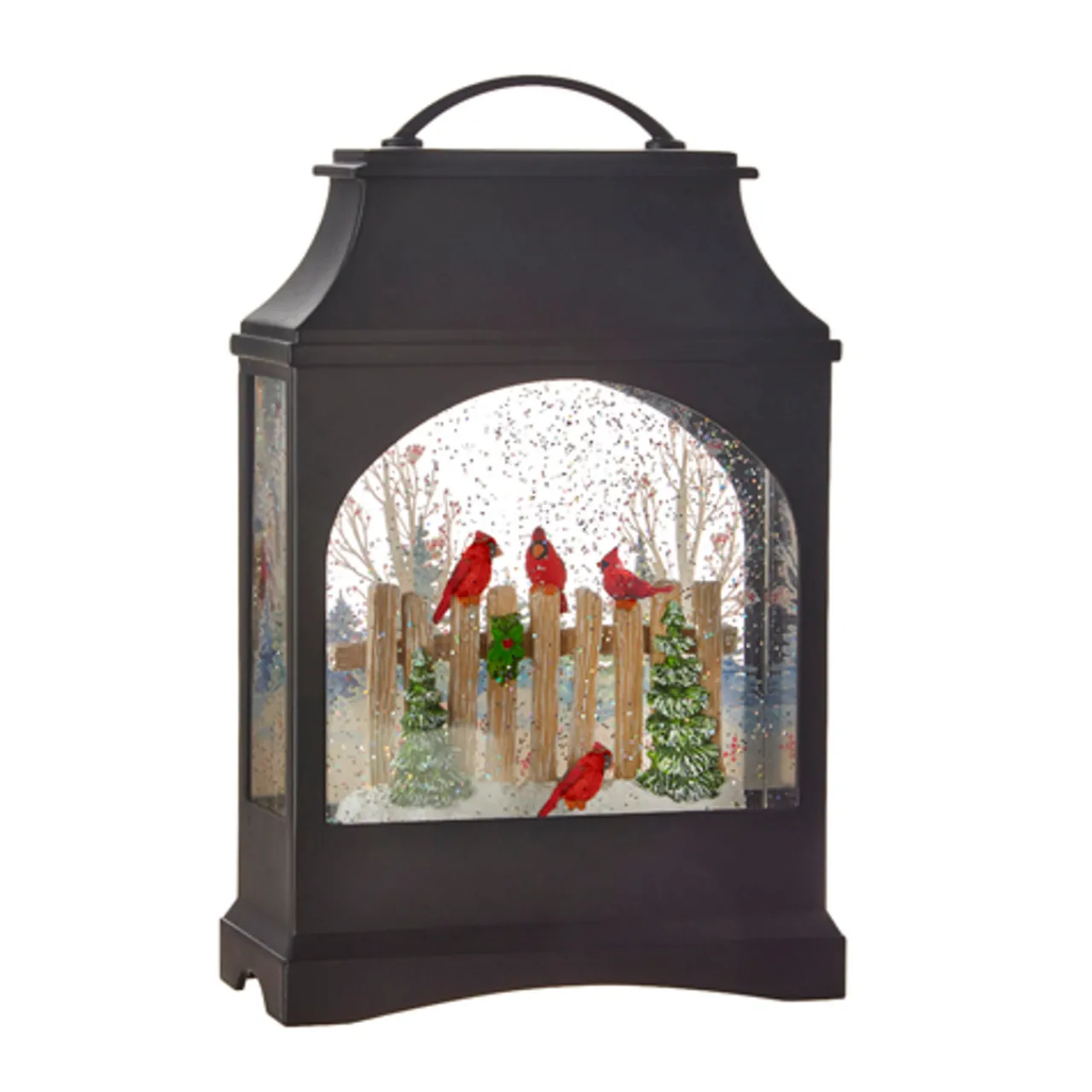 11" Birds On Fence Lighted Water Lantern< Hot