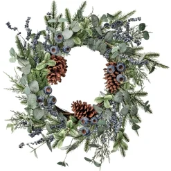 22" Blueberry Eucalyptus Cedar/Pine Wreath< New
