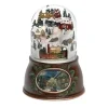 6.25" Brown and Green Village with Train Musical Christmas Snow Globe< Hot