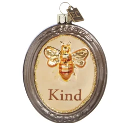3" Charm Ornament Adorned with an Image of A Bee and The Word "Kind"< Sale