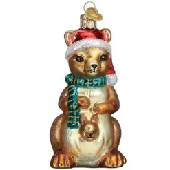 4.25" Christmas Kangaroo Glass Blown Ornament<Old World Glass Clearance