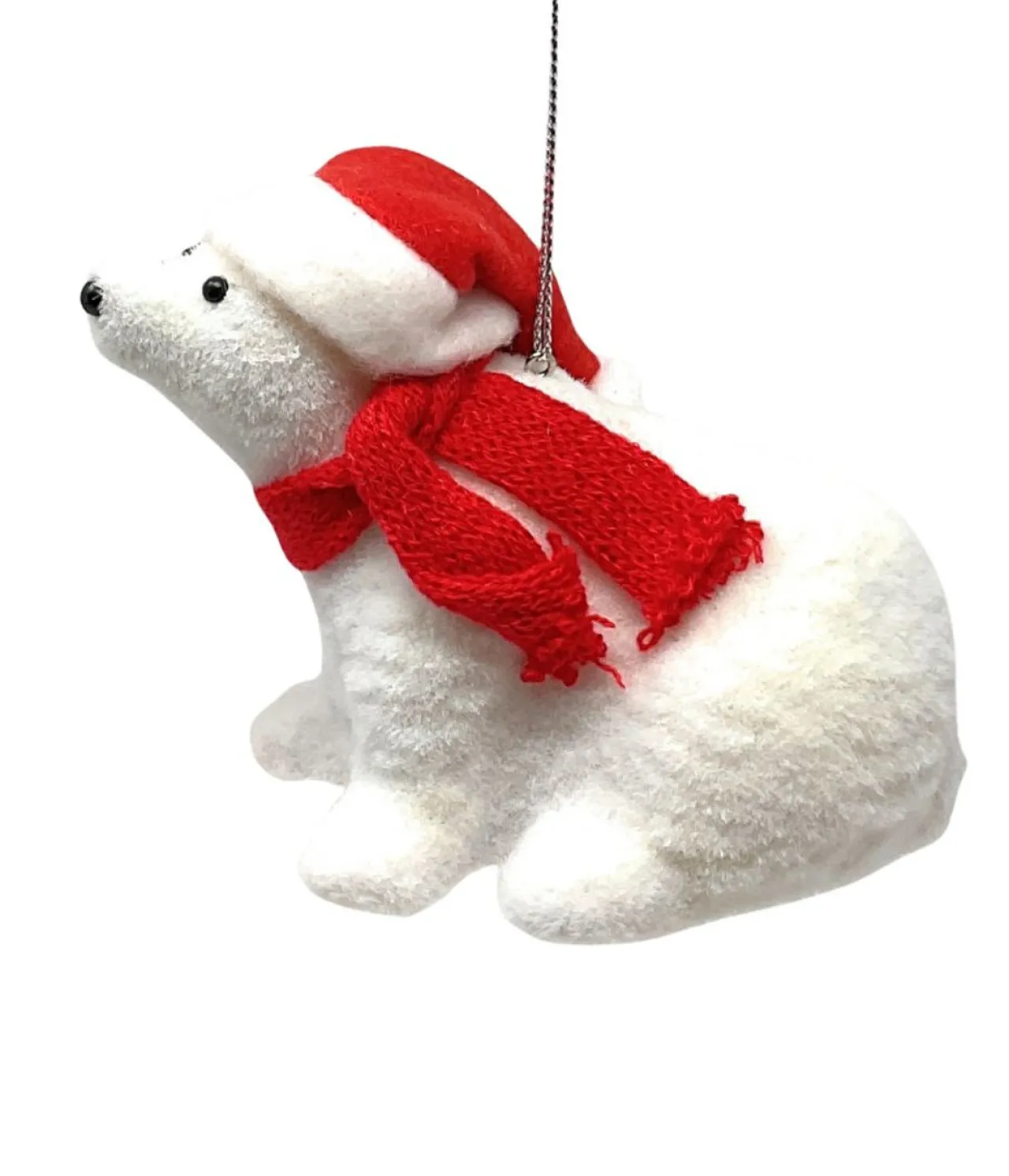 5" Flocked Polar Bear Sitting< Clearance