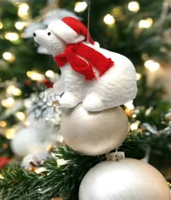 5" Flocked Polar Bear Sitting< Clearance