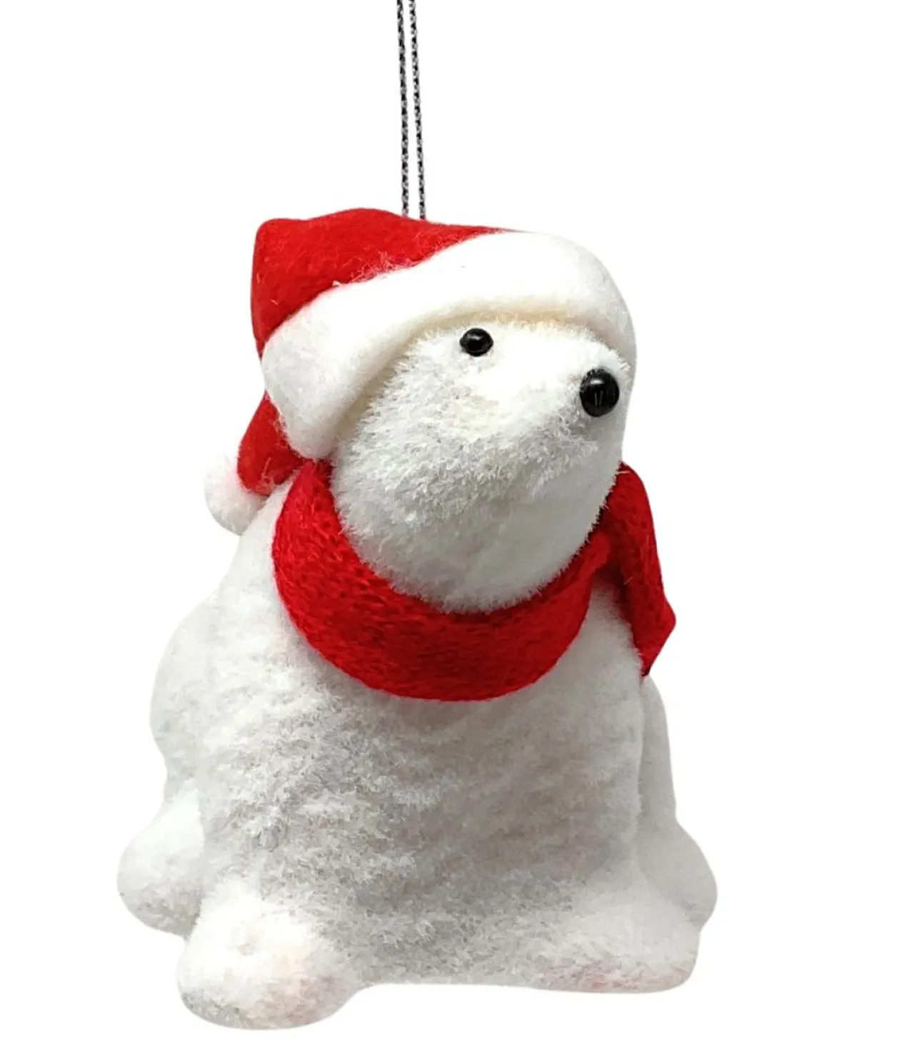 5" Flocked Polar Bear Sitting< Clearance