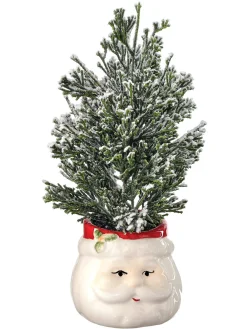 10.5" Frosted Cedar Tree in Santa Container< Hot