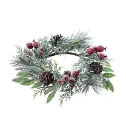 12" Frosted Pine/Cedar/Crabapple Candle Ring< Best