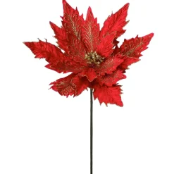 25" Gold Vein Poinsettia Stem< New