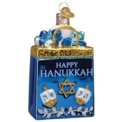 3.75" Happy Hanukkah Ornament<Old World Glass Clearance