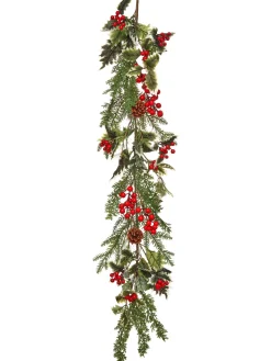 48" Holly Spruce Garland with Berries< Discount
