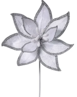 22" Jeweled Edge Velvet Poinsettia Stem< Best
