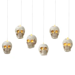 4.6" Lighted Hanging Skulls, Set Of 6< Best