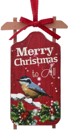 6.6" Merry Christmas Red Sled Ornament< Best