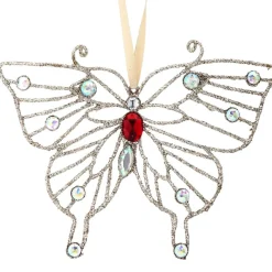 5" Metal And Jewel Butterfly Ornament< New