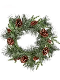24" Pine Wreath with Cones< Discount