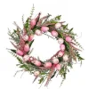24" Pink &amp; White Egg and Tulip Wreath< Discount