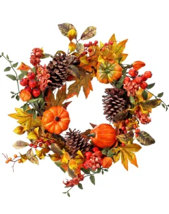 22" Pumpkin &amp; Acorn Wreath< New