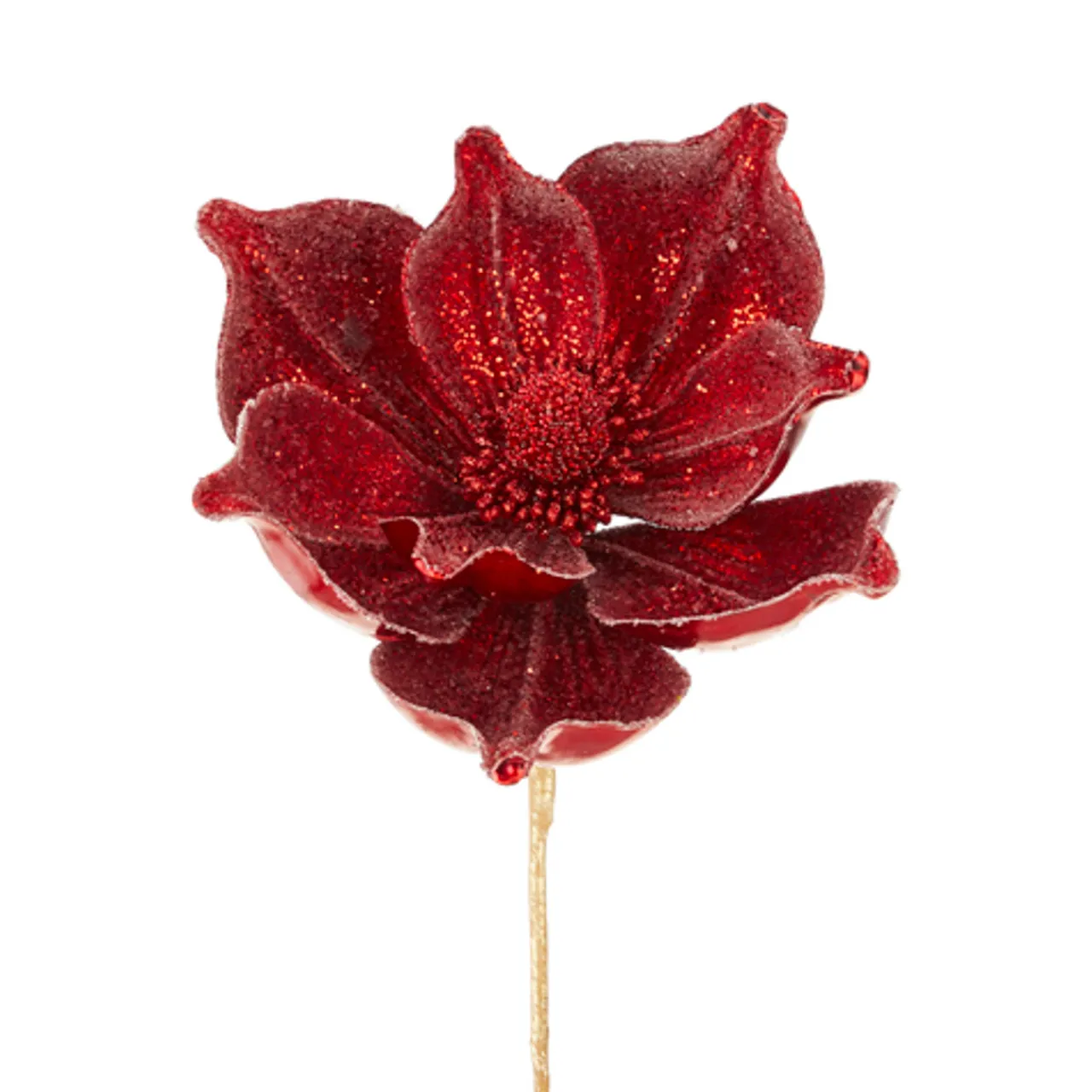 23" Red Glittered Metallic Magnolia Stem< Online
