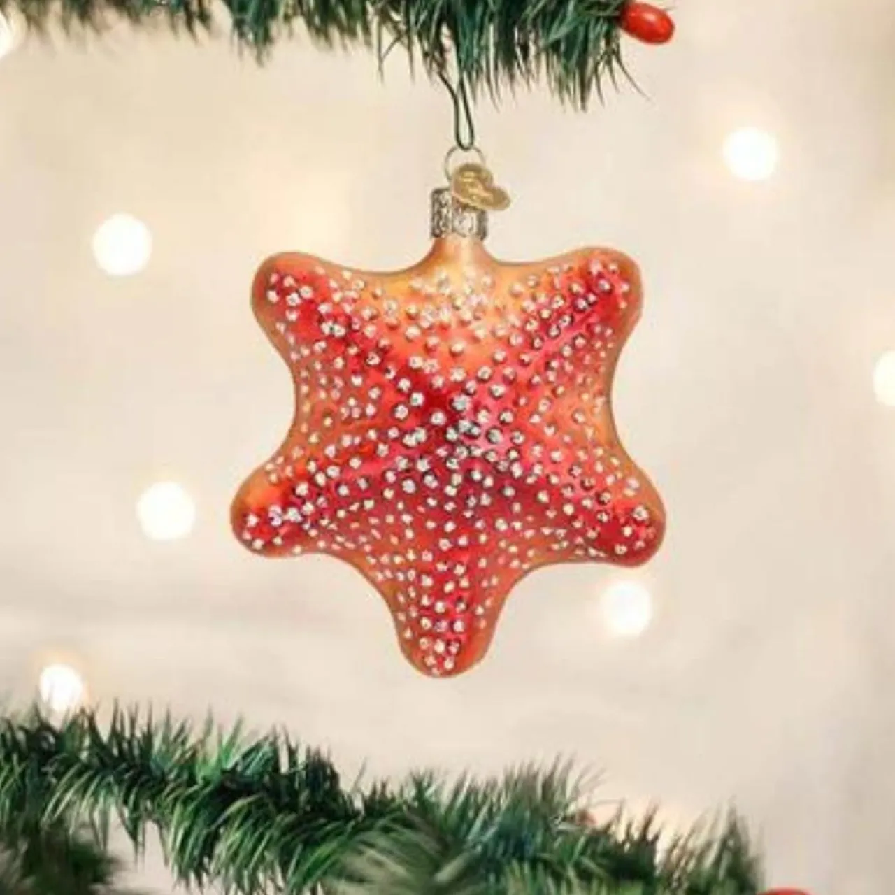 4.25" Red Starfish Ornament<Old World Glass Sale