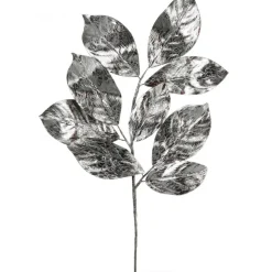 24" Silver Metallic Magnolia Leaf Spray< Discount
