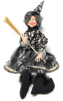 24" Sitting Witch Wearing A Silver Hat< Online