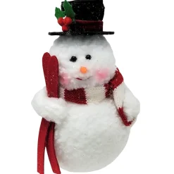 6.5" Snowman Holding Skies Ornament< Clearance