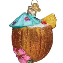 3" Tropical Coconut Drink Ornament<Old World Glass Fashion
