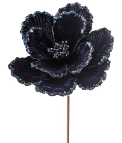 24" Velvet Midblue Magnolia Stem< New