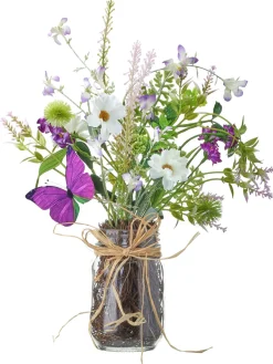 15" Wildflower with Butterfly in Glass Jar< Outlet