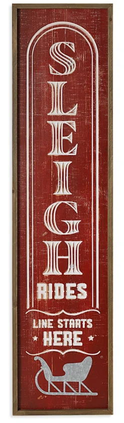 48" Wooden Porch Sign With Insignia "Sleigh Rides"< Clearance