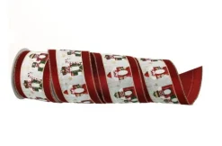 4" X 10 Yard Nutcracker Velvet/Gold Back Wired Ribbon - Burgundy< New