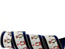 4" X 10 Yard Nutcracker Velvet/Gold Back Wired Ribbon - Navy< Best