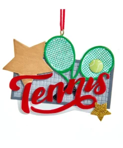 "Tennis" With Racquets Ornament For Personalization<Kurt Adler Hot