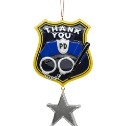"Thank You" Police Ornament For Personalization<Kurt Adler Sale
