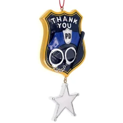 "Thank You" Police Ornament For Personalization<Kurt Adler Sale