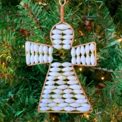 Angel Ornament with White Paper Beads< Clearance