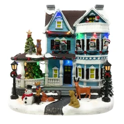 Animated Christmas Animal House - Lumineo Scenery< New