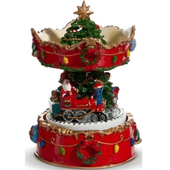 Animated Santa Train Carousel Musical< New