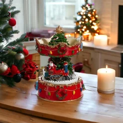 Animated Santa Train Carousel Musical< New