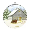 Barn With Cows Round Metal Ornament< Clearance