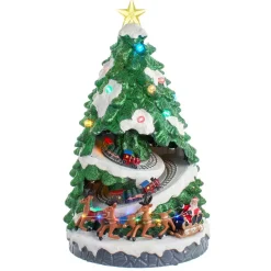 Battery Operated Lighted Musical Christmas Tree with a Moving Train<Kurt Adler Fashion