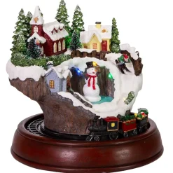 Battery-Operated Musical LED Village and Train Table Piece<Kurt Adler Sale