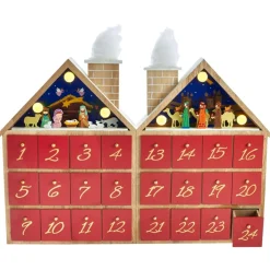 Battery-Operated Wooden LED Nativity Advent Calendar<Kurt Adler Clearance