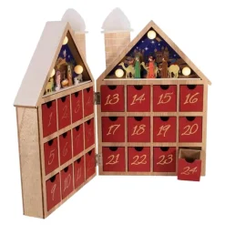 Battery-Operated Wooden LED Nativity Advent Calendar<Kurt Adler Clearance