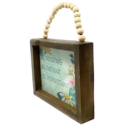 Be Positive Inspirational Beaded Wood Sign< New