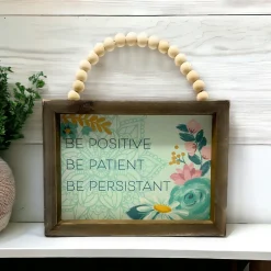 Be Positive Inspirational Beaded Wood Sign< New